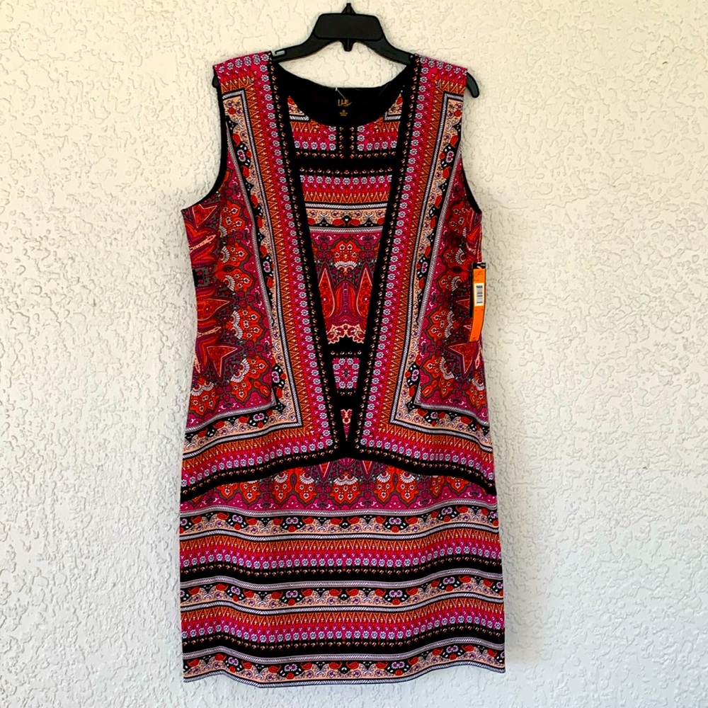 I LE NEW YORK geometric print stretch  sleeveless size zipper dress size…